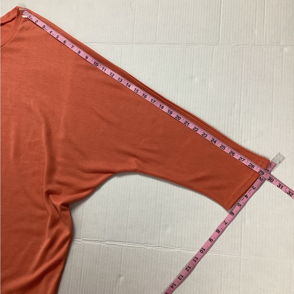 Zanzea Collection Coral Orange Tunic Top 3/4 Sleeve Hi Low Hem Size XXXXL - Picture 15 of 15